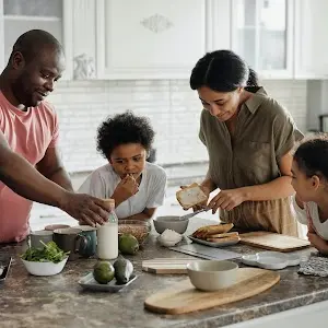 family eating healthy together